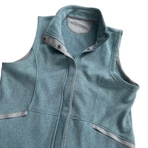 ExOfficio Womens XL Teal Blue Textured Fleece Full Zip Outdoor Travel Vest